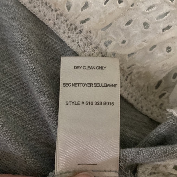 Rebecca Taylor Gray Jersey Knit Contrast Lace Trimmed Top🤍🖤🤍 - Picture 10 of 10